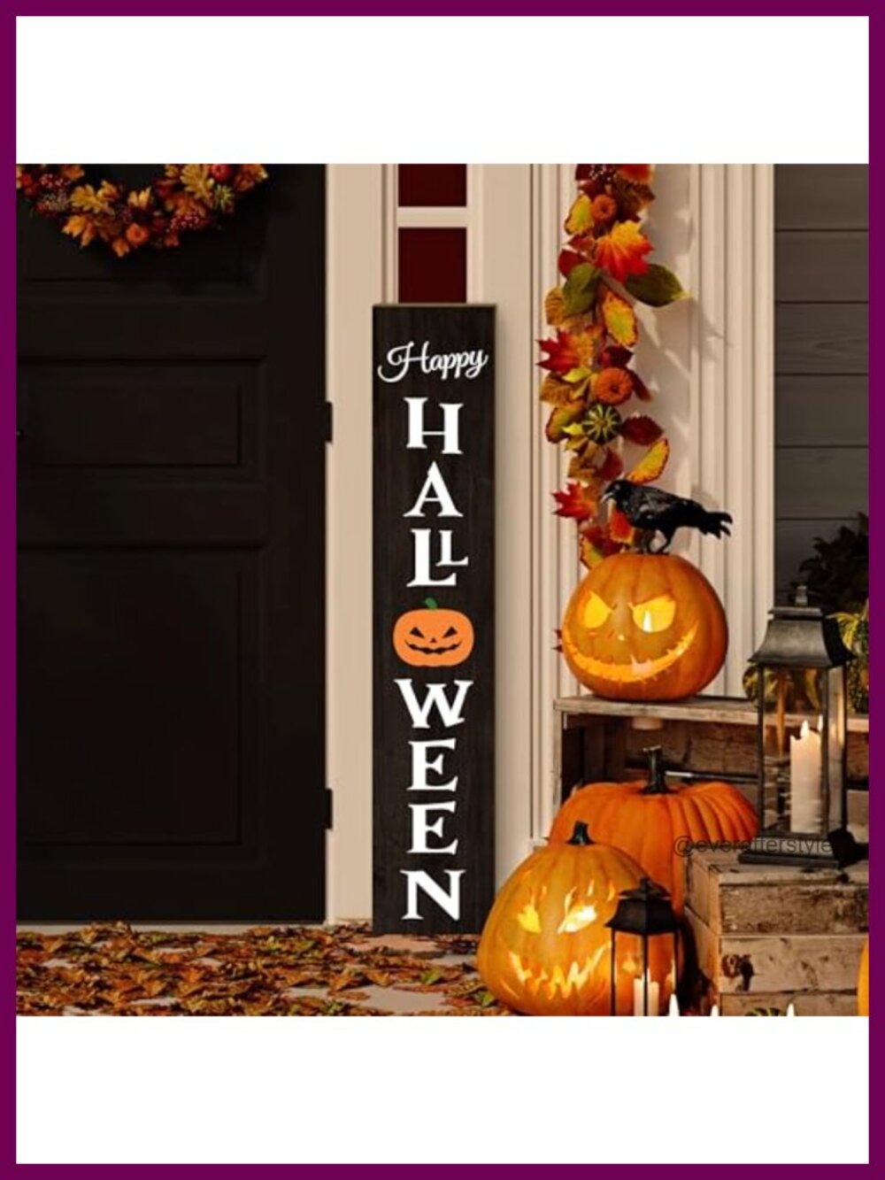 Happy Halloween Wooden Porch Sign 47.2 Inch Farmhouse Outdoor Decor